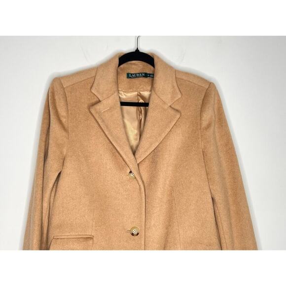 Lauren Ralph Lauren Wool Blend Single Breasted Reefer Overcoat Camel Women's 12 - Picture 3 of 11